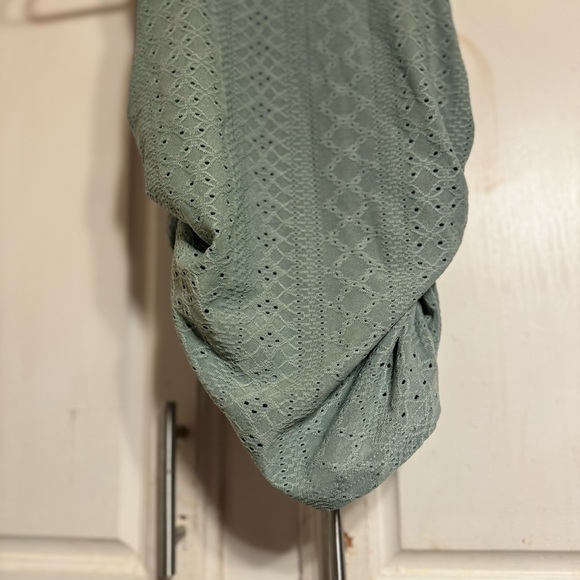 COPY - Eyelet Sage Green Ruched Sides top - Picture 5 of 8